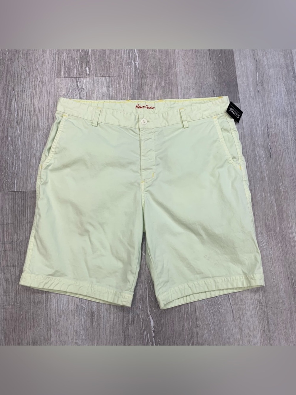 Robert Graham Pale Yellow Flat-Front Men’s Cotton Shorts